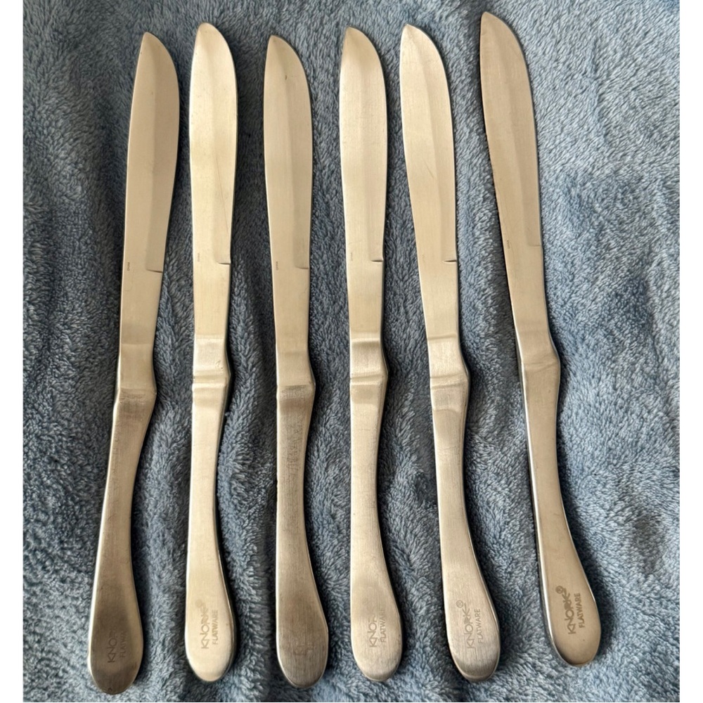 Six (6) KNORK Stainless Steel Dinner Knives- Matte Finish